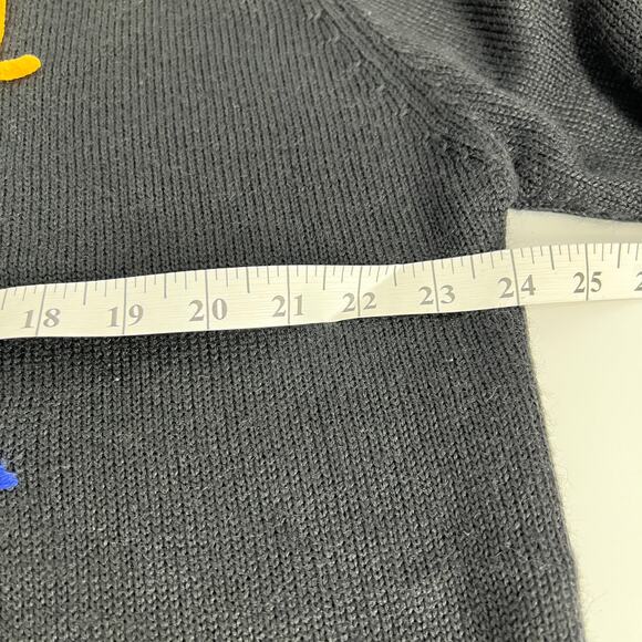 Vintage 90s Carole Little Sport Ski Sweater Women XL Black Wool Blend St Moritz - Picture 8 of 9